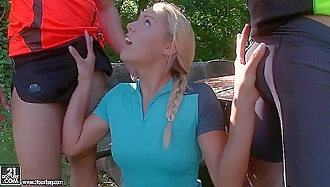 Sexy blonde gets a facial after she can't