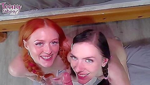 Hairy pussy and mouth fucking at the same time