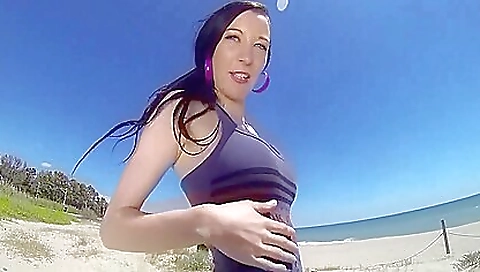 Sexy brunette girl give daytimees her feet in the bathroom